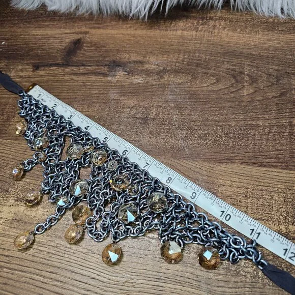 Maria Calderara Asymmetrical Chainmail & Crystals Adjustable Closure Necklace